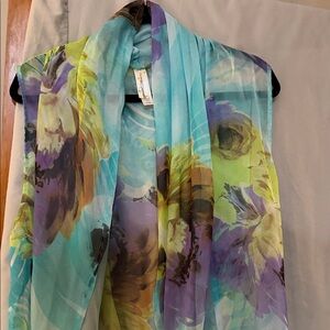 Decorated originals Colorful Floral Sheer sleeveless top